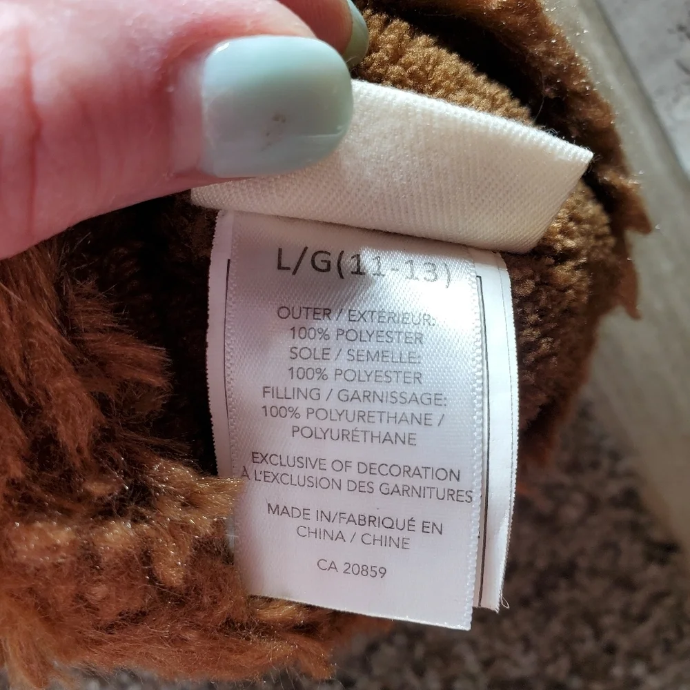 Hatley Toddler Boy Brown Moose Pull-On Slippers Size Large 11-13 EUC